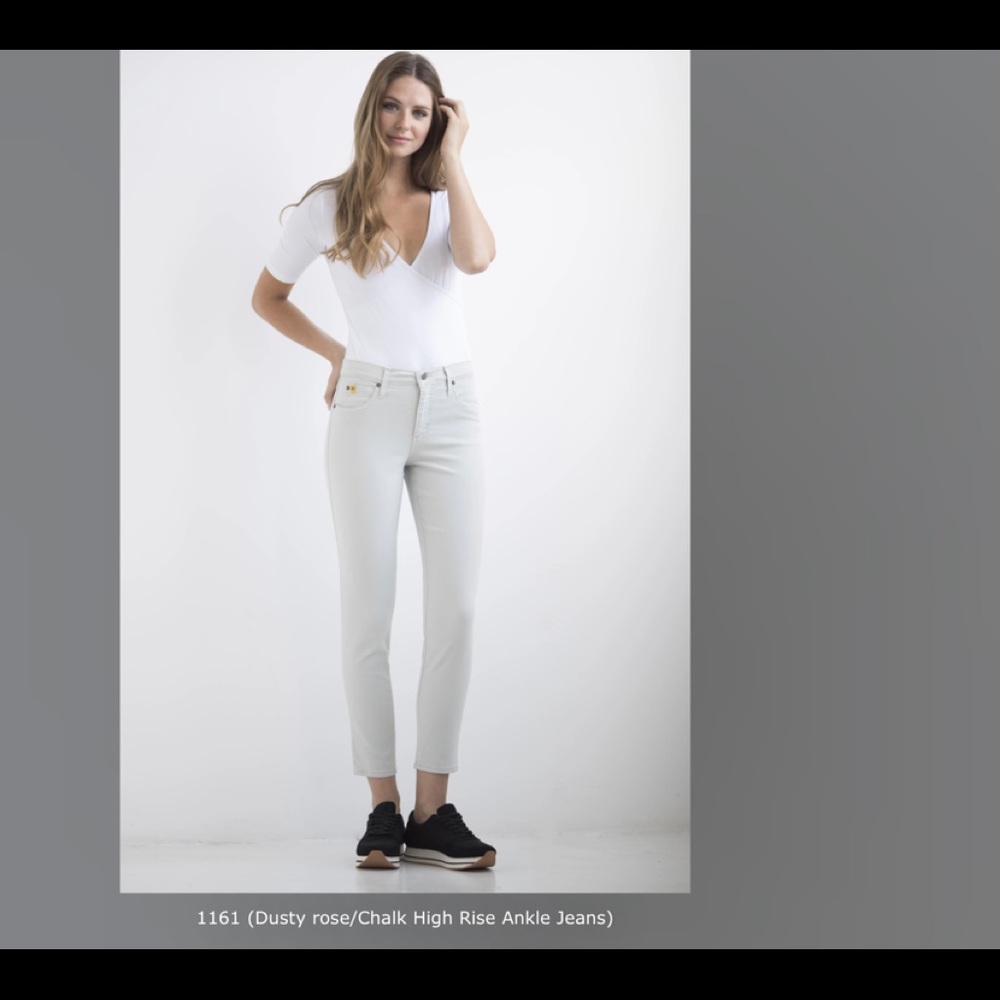 Yoga Jeans Chalk White High Rise Ankle